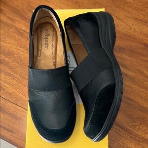 Softspots Black Leather Slip-Ons